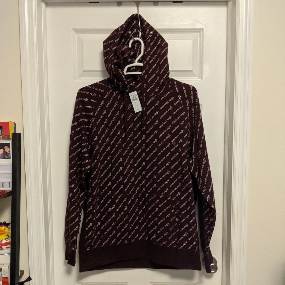 American Eagle AE Men's Heavy hoodie small text design Purple…